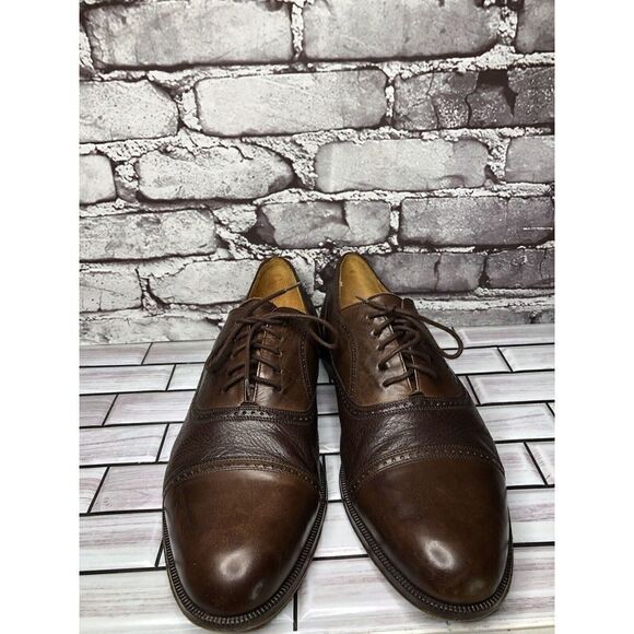 Mezlan Florence Brown Leather Brogue Cap Toe Oxfords Lace Dress Shoes Men Sz 12W - Picture 3 of 16